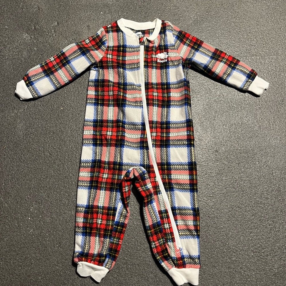 Roots 12-18mo Plaid Baby Onesie Pyjamas with Zipper